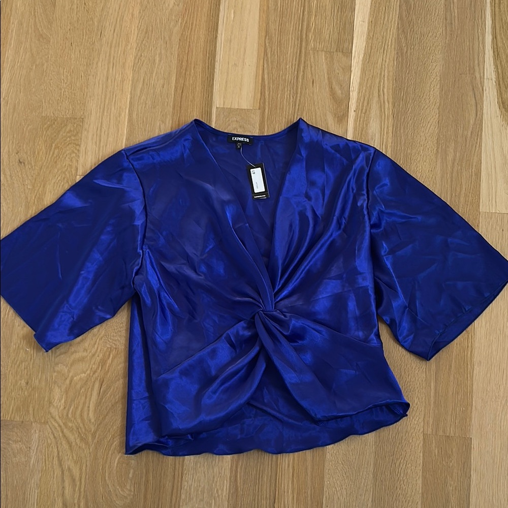 Express Jewel Royal Blue Twist Front Blouse Sz XL NEW